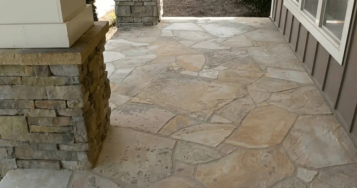 House entrance with professionally installed stone flooring in Boca Raton FL