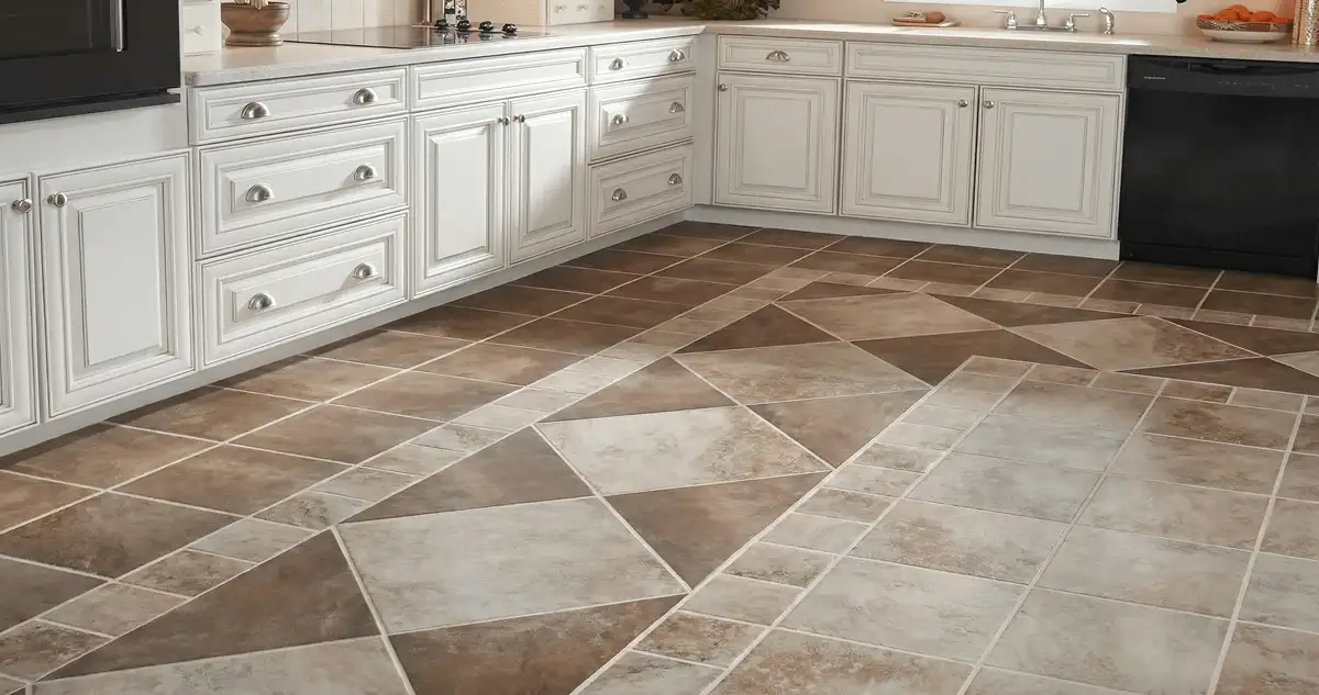Kitchen with white cabinets and a professionally installed tile floor in Boca Raton, FL